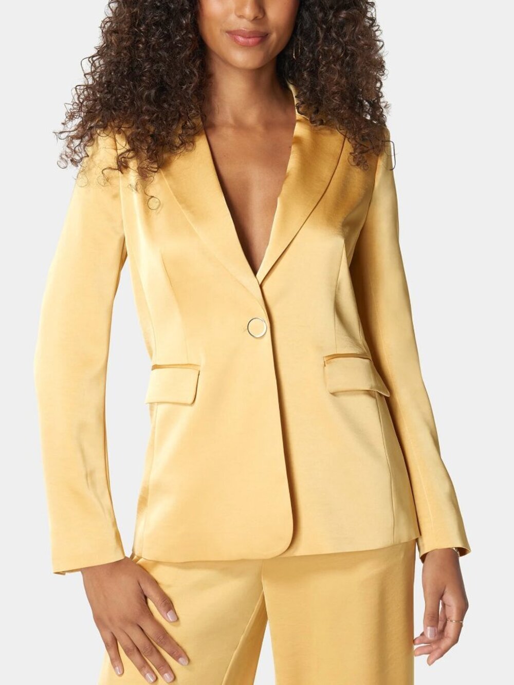 Bebe Gold Single Breast Satin Tailored Blazer NWT Size 6